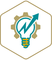 Icon graphic with arrow chart showing growth