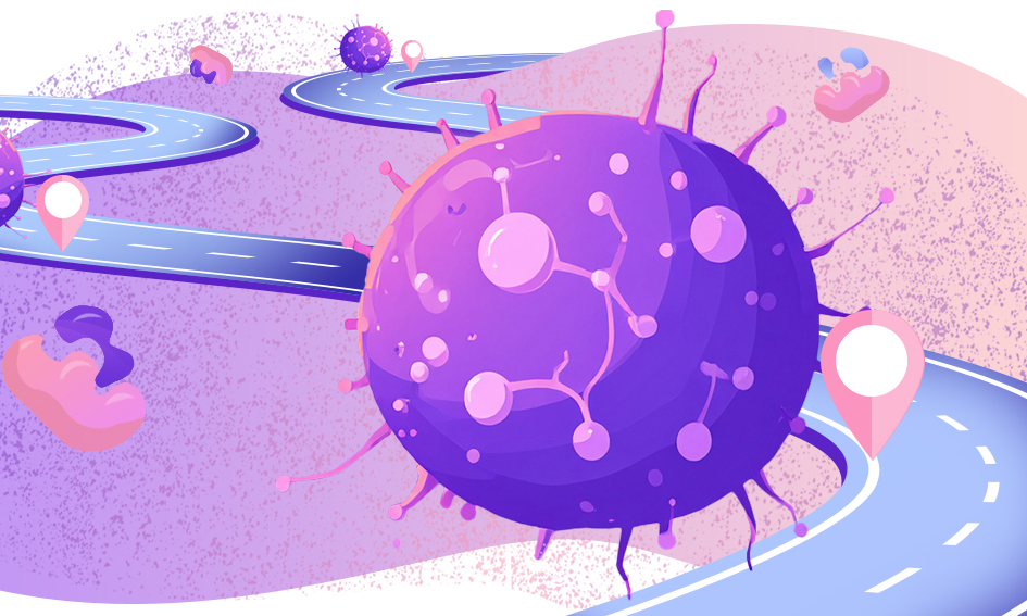 /Illustration%20of%20cancer%20cells%20along%20a%20road%20with%20location%20markers%20next%20to%20each%20cell%20to%20represent%20the%20cancer%20%22atlas%22%20Gabe%20Kwong%20and%20his%20collaborators%20are%20building.