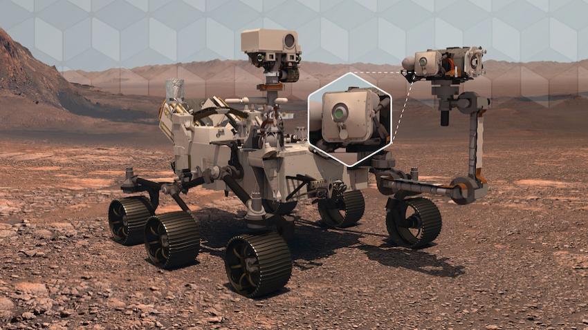 Illustration of Perseverance rover on Mars