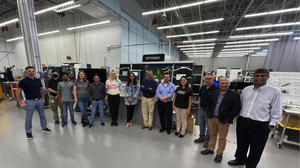 Novelis scientists and engineers in the GTMI Advanced Manufacturing Pilot Facility. More than 50 scientists and engineers from Novelis attended the AI workshop.