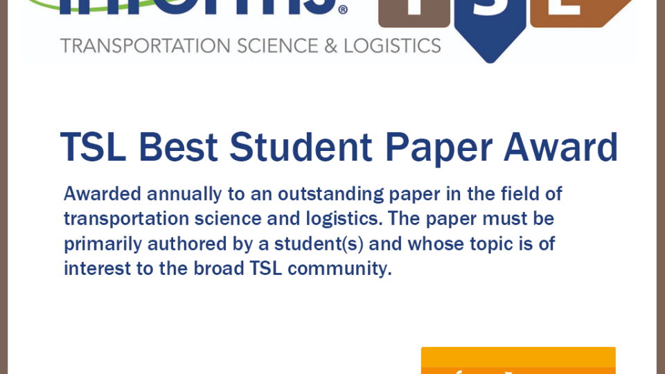 INFORMS TSL Best Student Paper Award