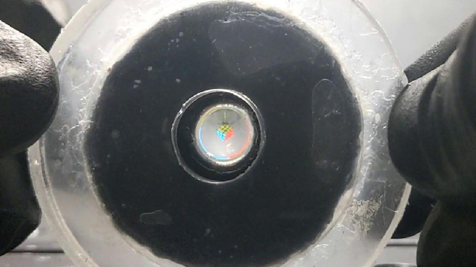 This rubbery disc is an artificial eye that could give soft robots vision. Corey Zheng/Georgia Institute of Technology