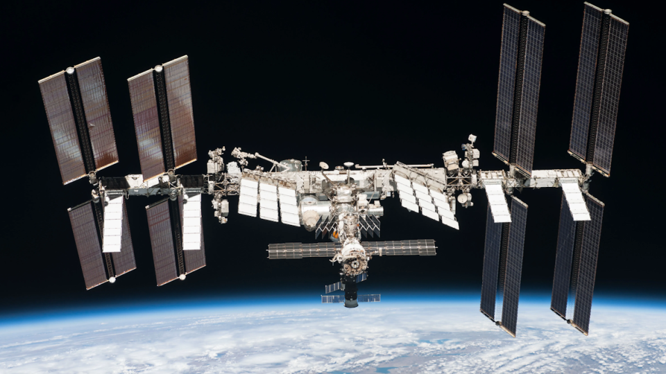  The International Space Station orbits Earth. NASA/Roscosmos