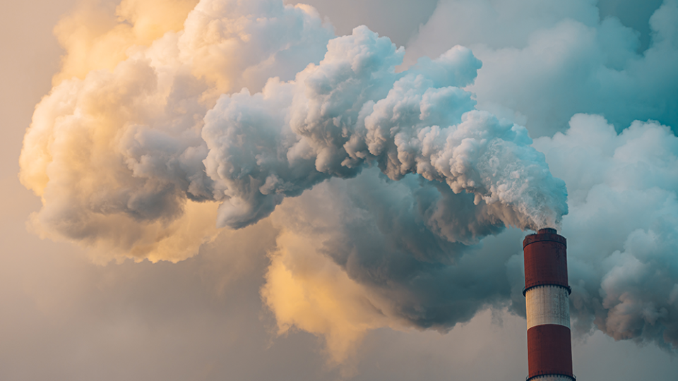 Smoke stack billowing smke