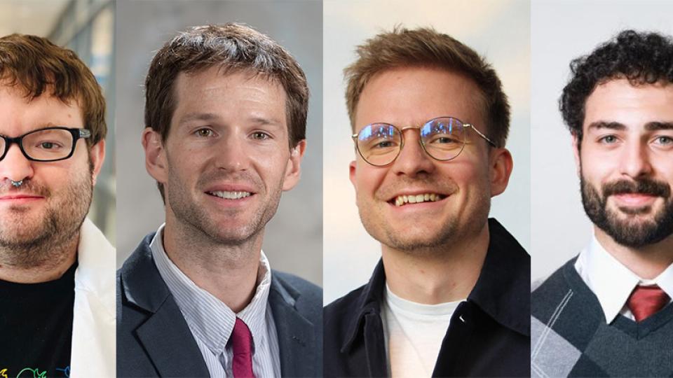 Four headshots of Singh Family Award winners: Andrew McShan, John Blazeck, Yann Ferry, and Alexander Kedzierski