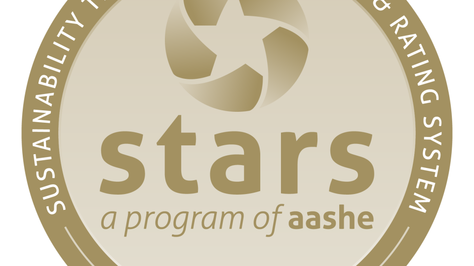 Image of the STARS Gold rating for sustainability from AASHE