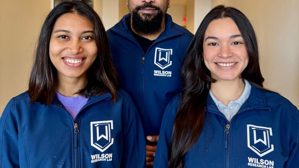 Research team members Ishita Kumar, Corey Wilson, and Luisa F. Barraza-Vergara