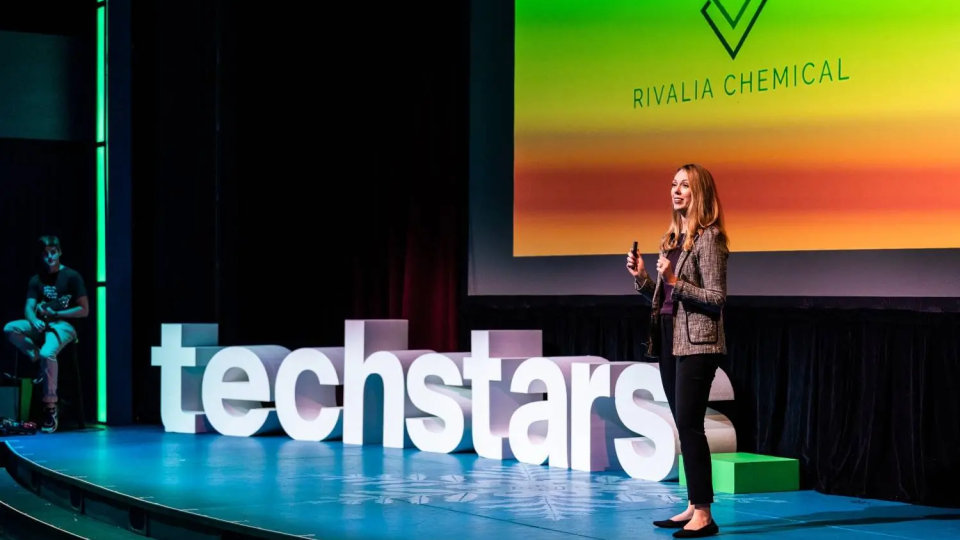  Laura Stoy gives a presentation as part of the Techstars Alabama EnergyTech Accelerator.
