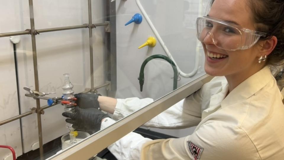 a woman in a lab coat
