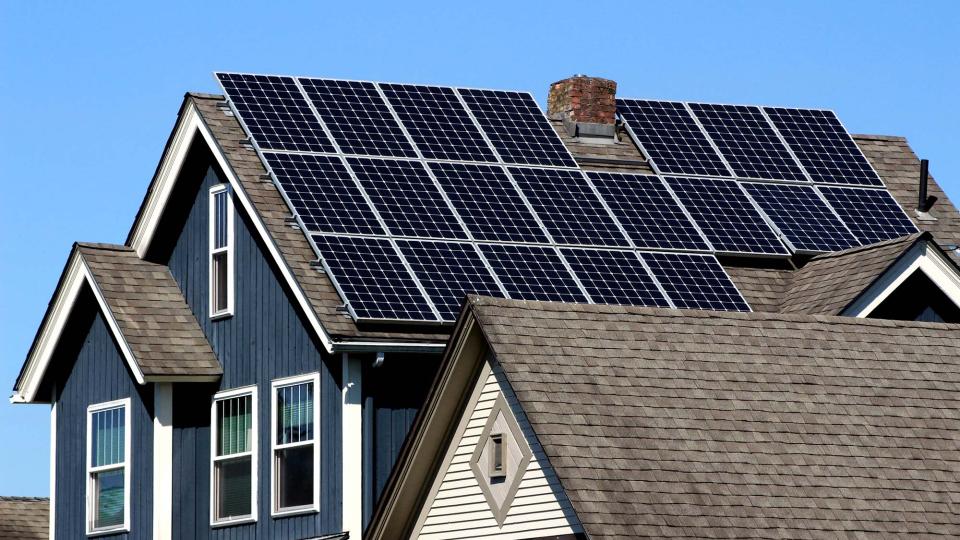 House with solar panels on the roof