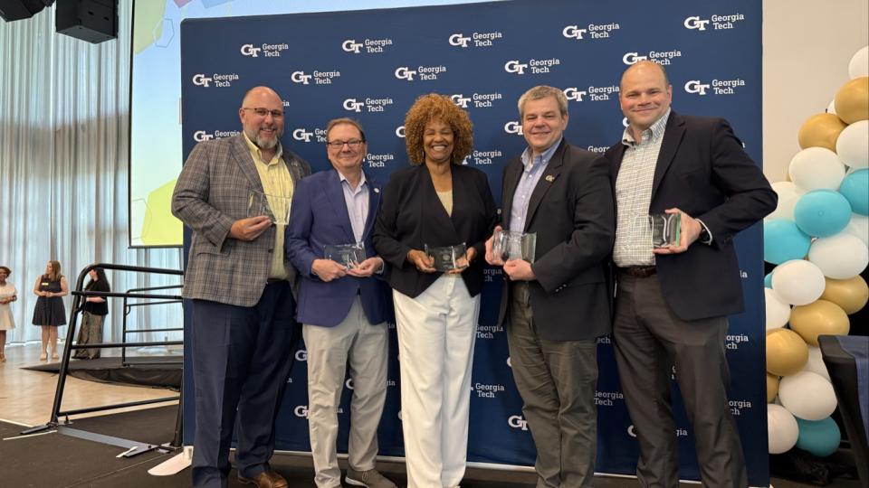 Photo of Aaron Stebner, David Bridges, Donna Ennis, Thomas Kurfess, Steven Ferguson with their interdisciplinary research awards