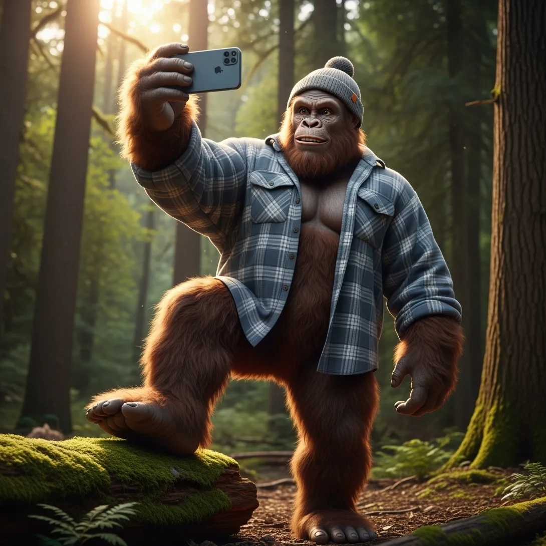 An image of bigfoot as an influencer 