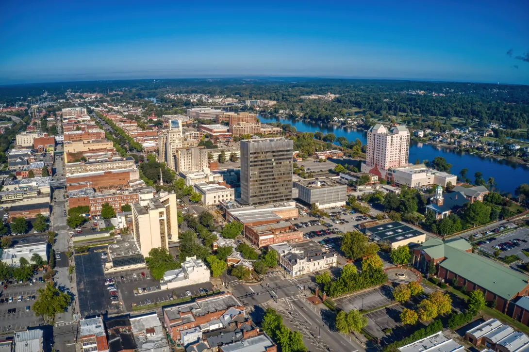 Aerial view of downtown Augusta