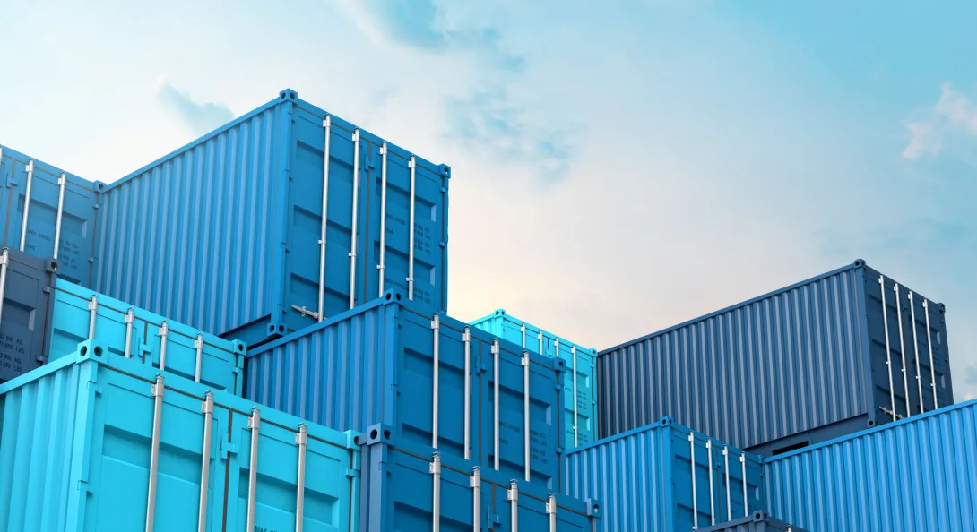 Blue shipping containers