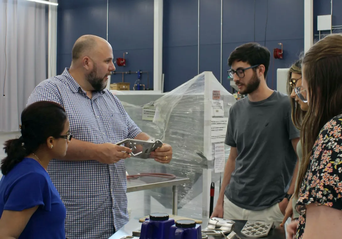Stebner with Students in the AMPF at GT